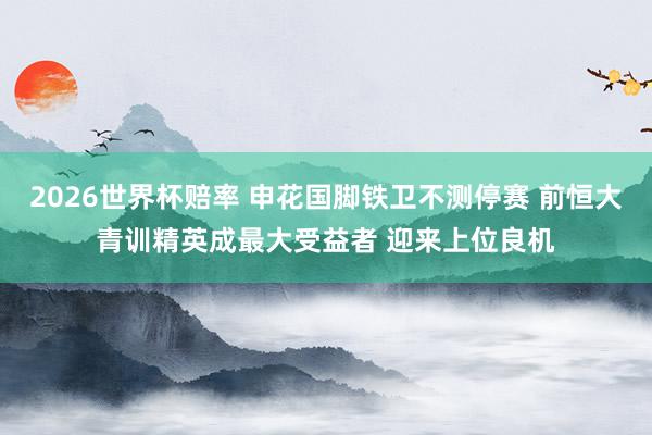 2026世界杯赔率 申花国脚铁卫不测停赛 前恒大青训精英成最大受益者 迎来上位良机