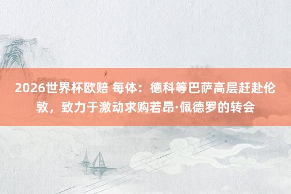 2026世界杯欧赔 每体：德科等巴萨高层赶赴伦敦，致力于激动求购若昂·佩德罗的转会