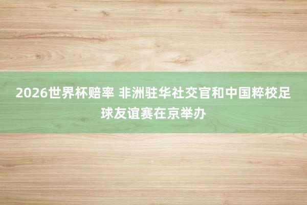 2026世界杯赔率 非洲驻华社交官和中国粹校足球友谊赛在京举办