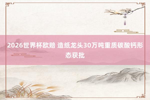 2026世界杯欧赔 造纸龙头30万吨重质碳酸钙形态获批