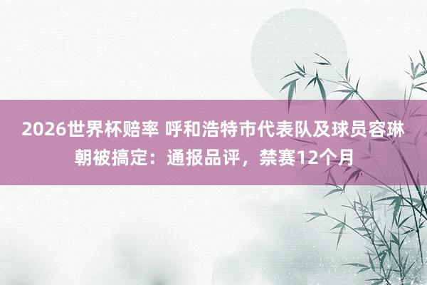 2026世界杯赔率 呼和浩特市代表队及球员容琳朝被搞定：通报品评，<a href=