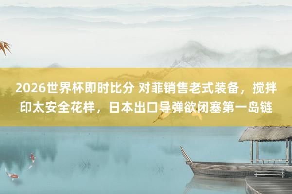 2026世界杯即时比分 对菲销售老式装备，搅拌印太安全花样，日本出口导弹欲闭塞第一岛链