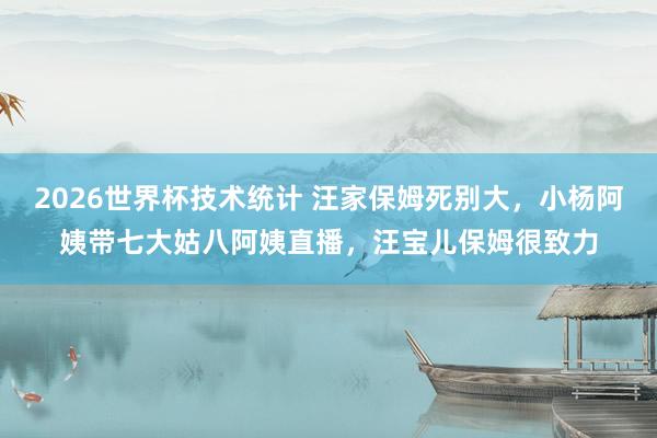 2026世界杯技术统计 汪家保姆死别大，小杨阿姨带七大姑八阿姨直播，汪宝儿保姆很致力