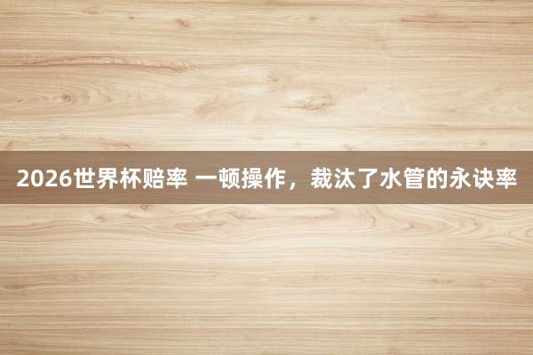 2026世界杯赔率 一顿操作，裁汰了水管的永诀率