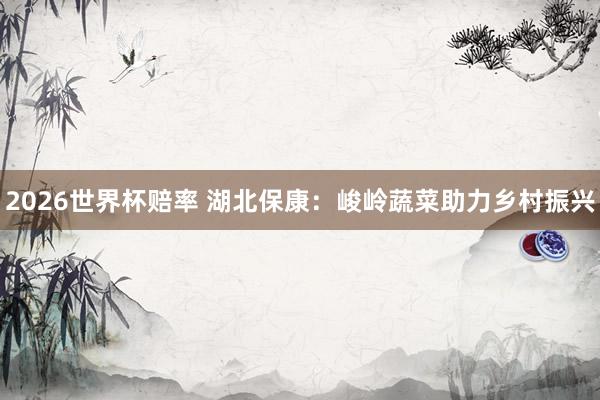 2026世界杯赔率 湖北保康：峻岭蔬菜助力乡村振兴