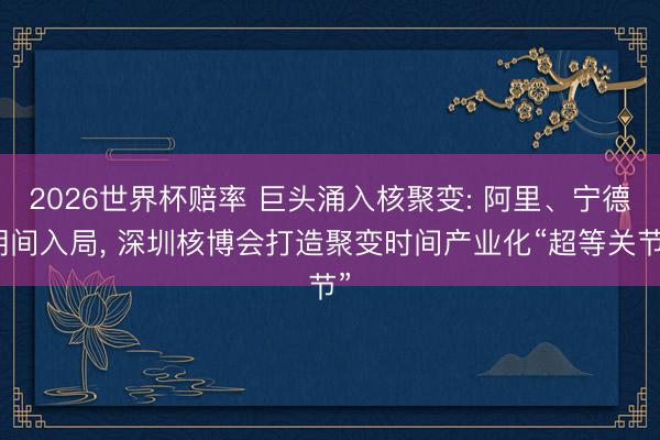 2026世界杯赔率 巨头涌入核聚变: 阿里、宁德期间入局， 深圳核博会打造聚变时间产业化“超等关节”