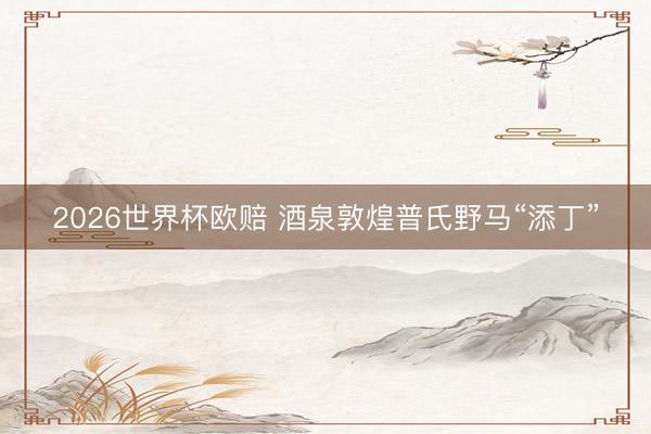 2026世界杯欧赔 酒泉敦煌普氏野马“添丁”